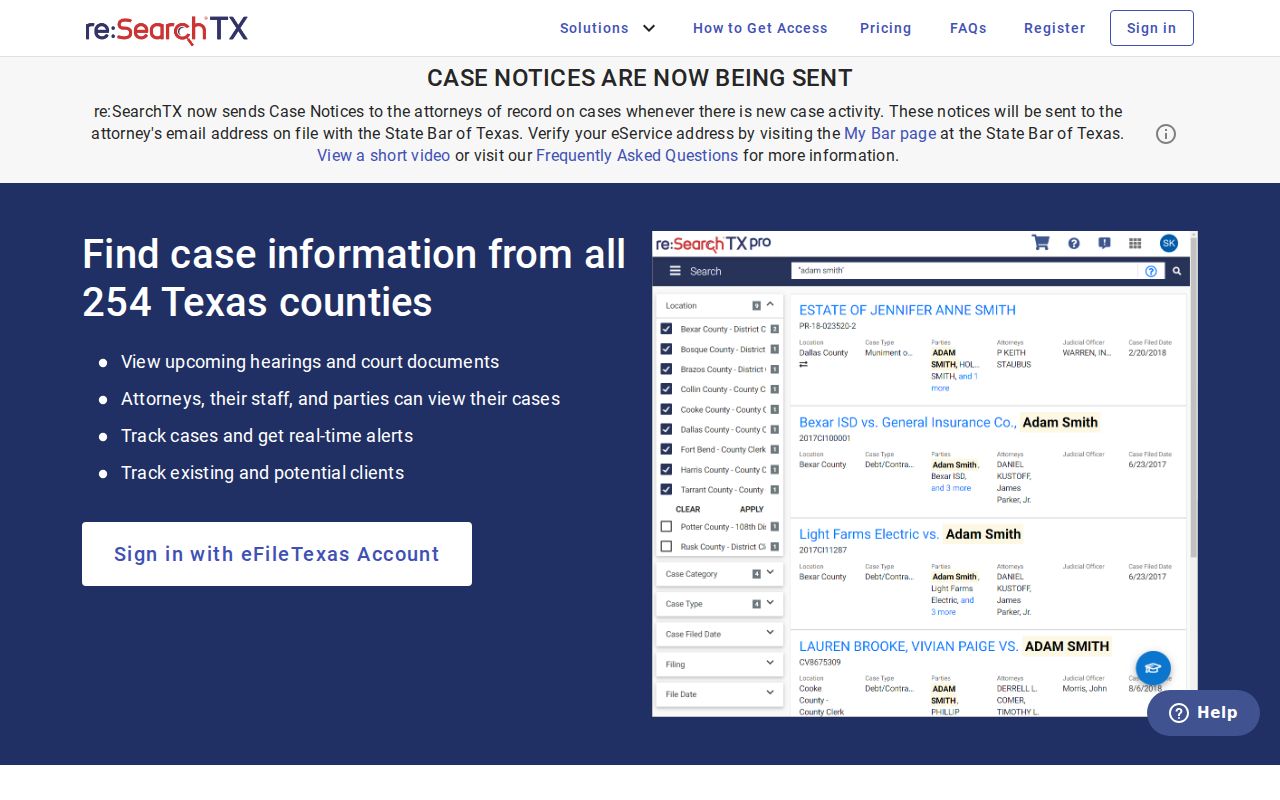 Gregg County court case records access through re SearchTX