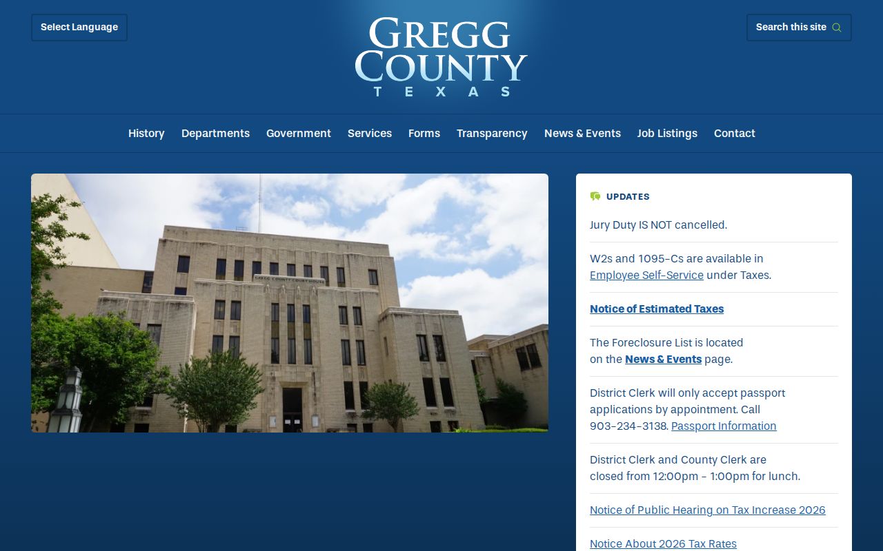 Gregg County criminal history records navigation at the courthouse