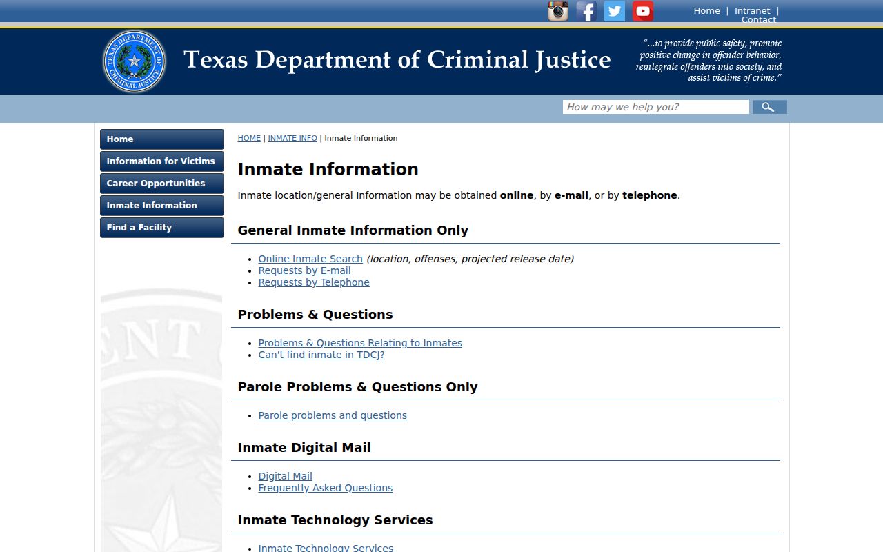 Gregg County criminal custody record routes through TDCJ offender information