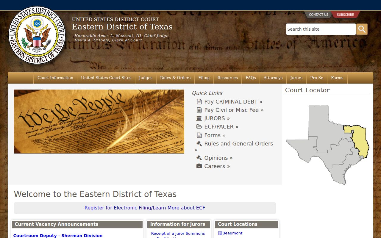 Federal criminal records for Gregg County through the Eastern District of Texas